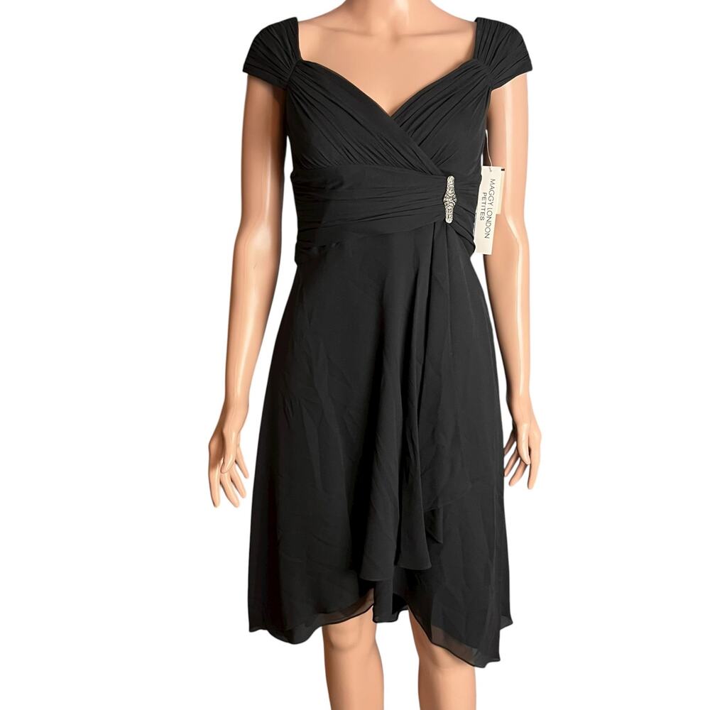Maggy London New With Tags Silk Dress 4 Cocktail Party Quiet Luxury Layered Glam